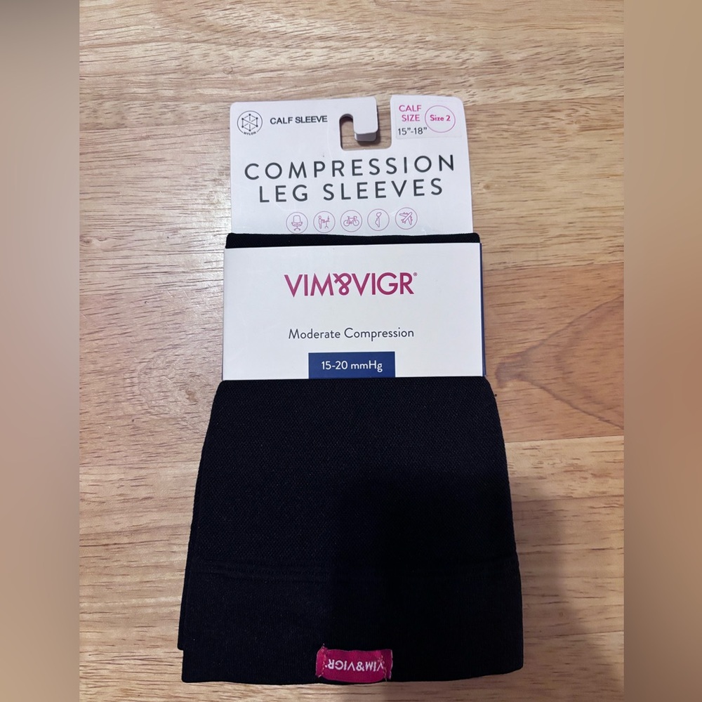 VIM & VIGR Compression Leg Sleeves Black Size 2 15”-18”